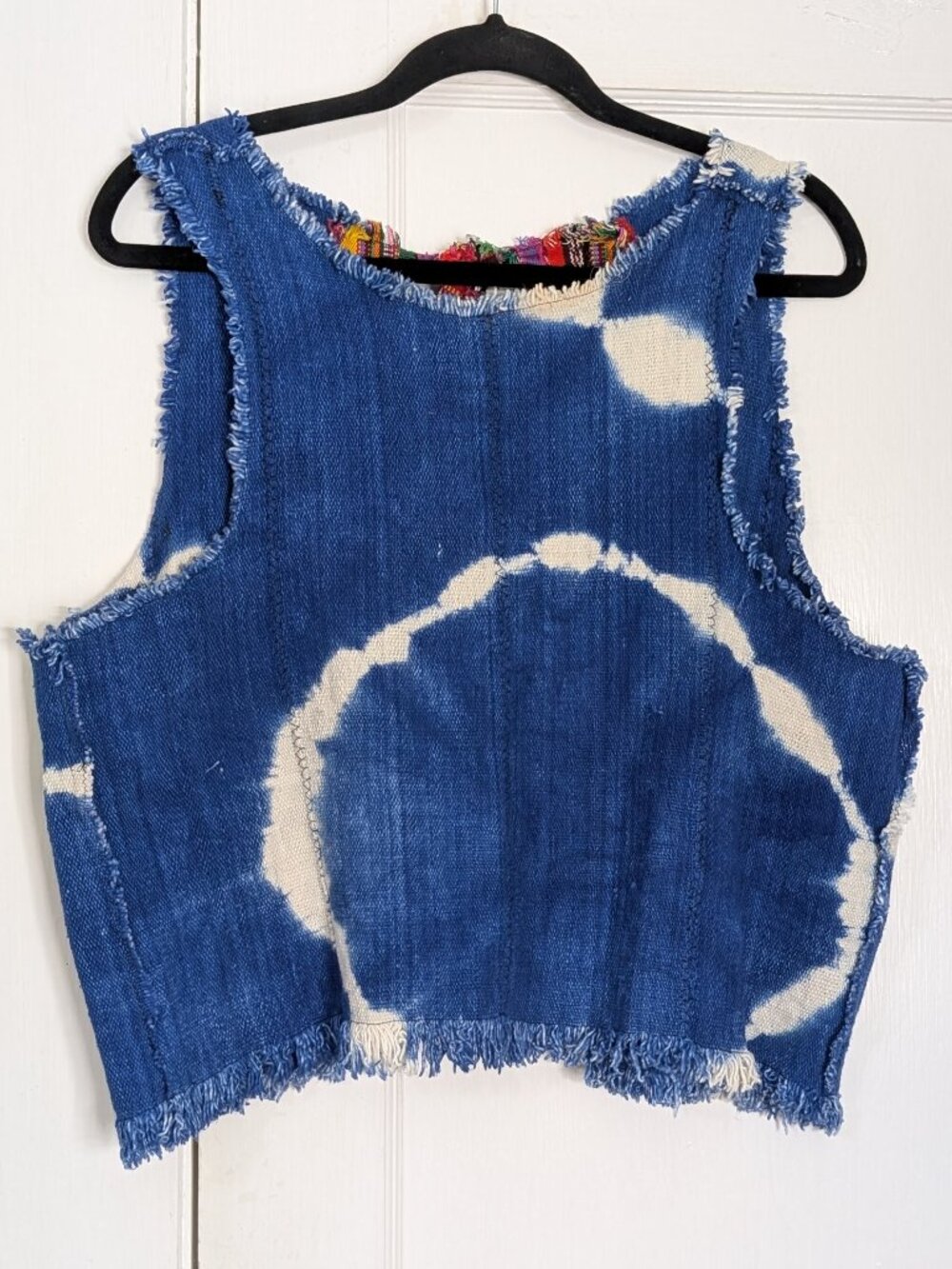 Flipside Threads Blue Shibori Tie Dye Crop Top Beach Boho Festival Women's Sz M